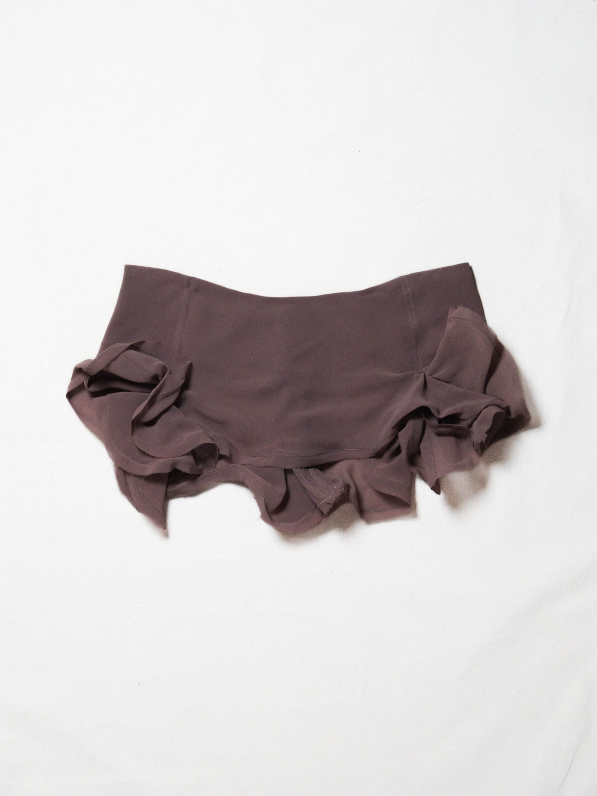 Slutty Mini Skirt in Brown Silk-Pedro Trindade-APOC STORE
