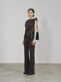 Dark Red Tencel Jersey Raw Edge Asymmetric Cutting Top-arc us arkus-APOC STORE