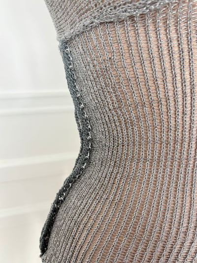 Silver Knit Mesh Top - XS/S-Sania Parvez-APOC STORE