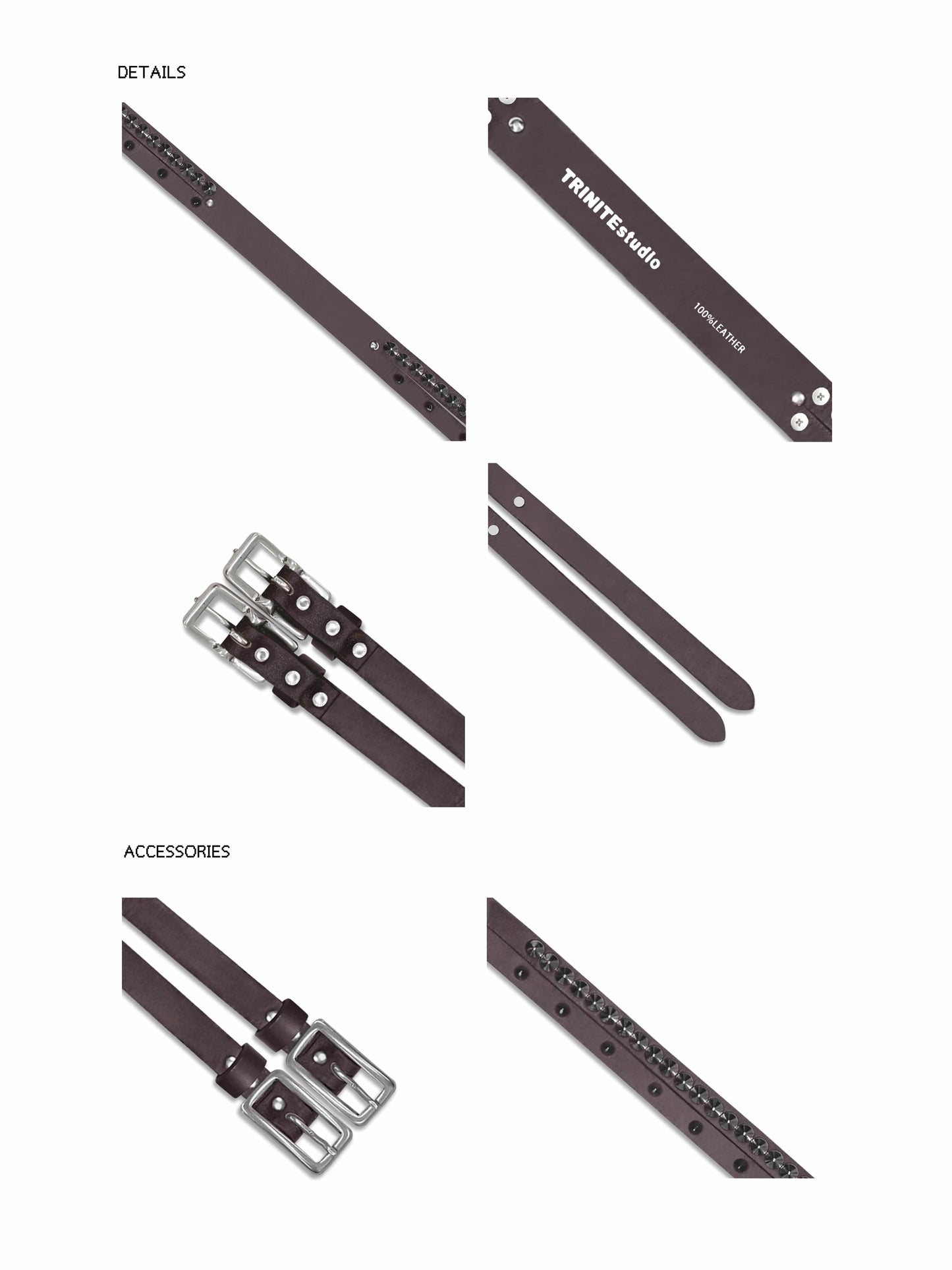 Brown Split Stud Leather Belt-TRINITE Studio-APOC STORE