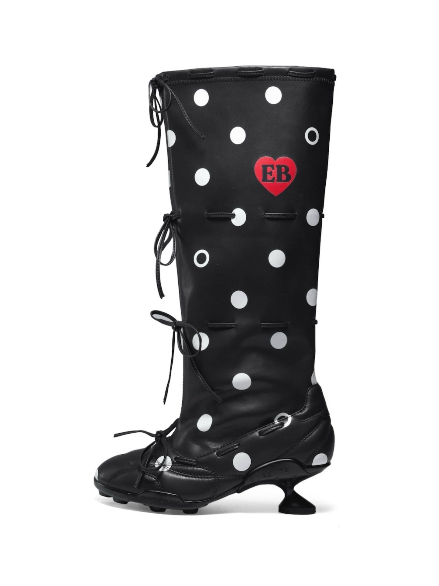 Polka Dot Strapped Ballet Boots Black-EMPTY BEHAVIOR-APOC STORE