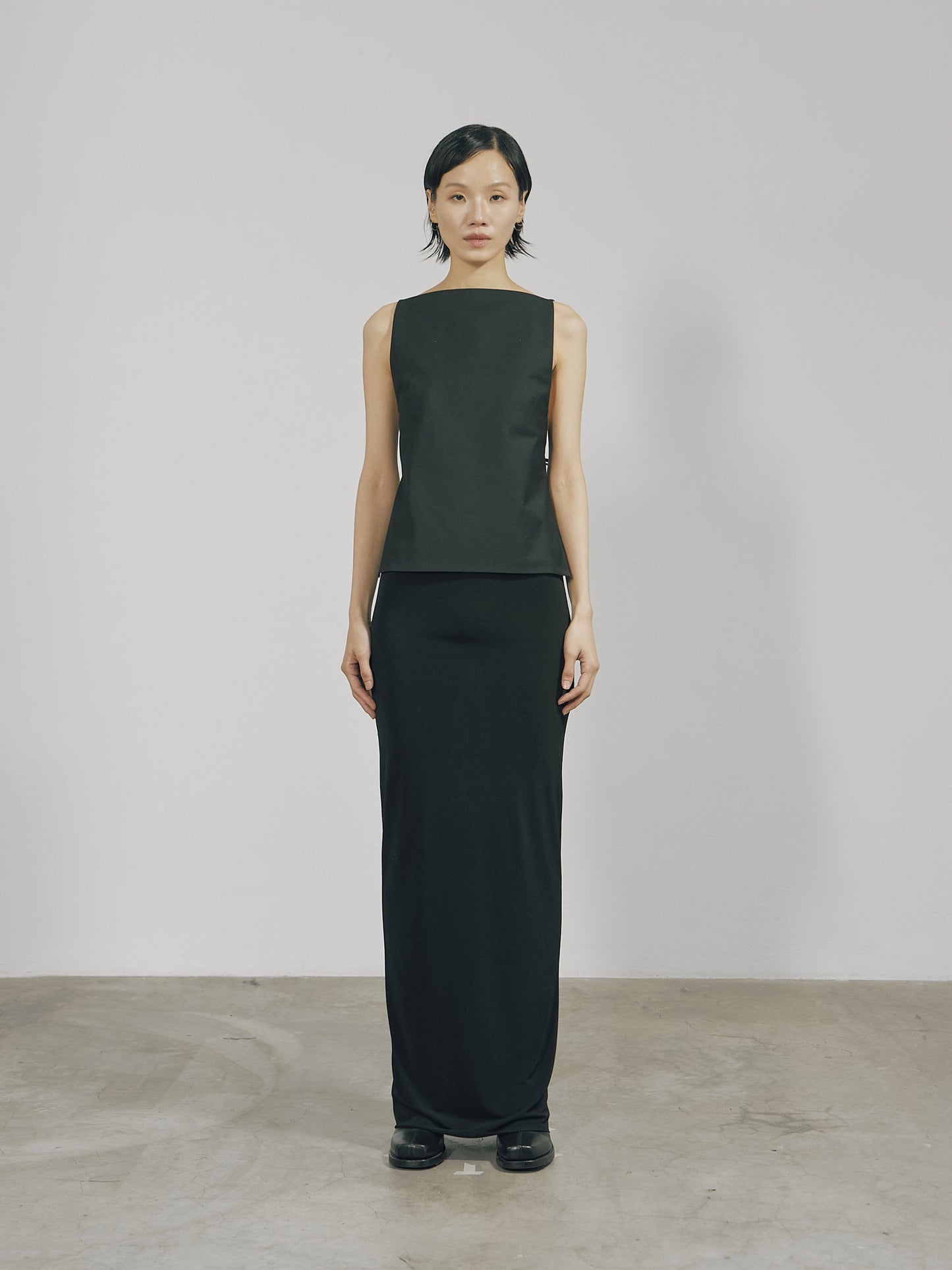 Black Cotton Twill Open-back Top-arc us arkus-APOC STORE