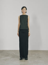 Black Cotton Twill Open-back Top-arc us arkus-APOC STORE