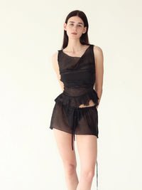 Mini-skirt Petal in Black-V4K-APOC STORE