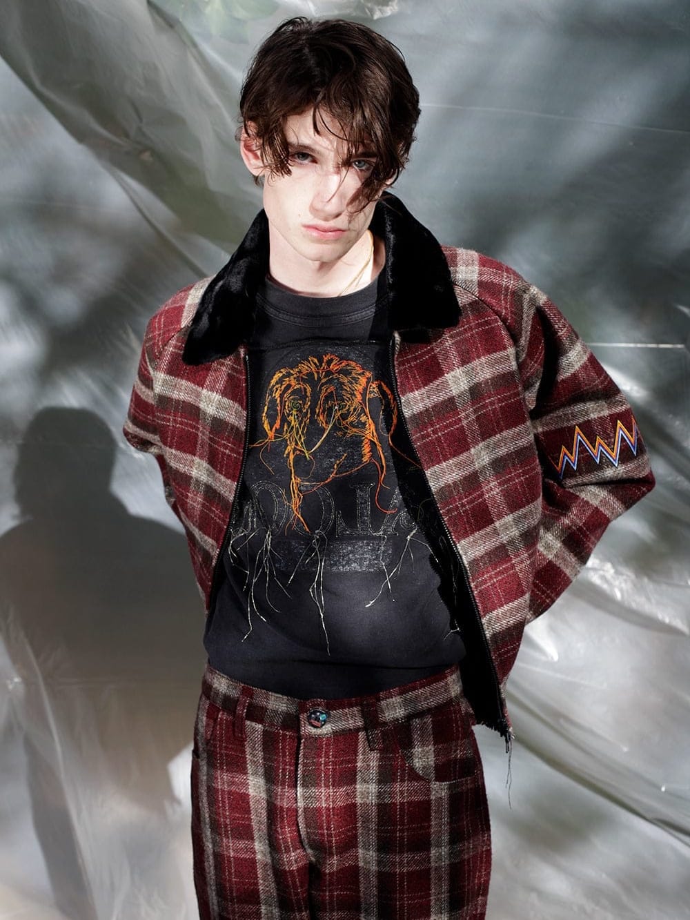 Black Deconstructed Tee with embroidered Dog Head-Jetpack Hom(m)e-APOC STORE