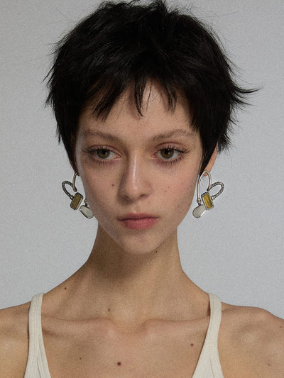 Vintage Motorcycle Light & Heart Rearview Mirror Earrings-TRINITE Studio-APOC STORE