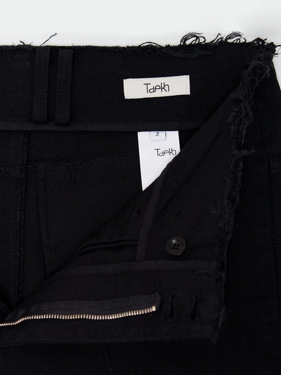 Glitched Hem Cotton Pants 001 _ Black-Taekh-APOC STORE