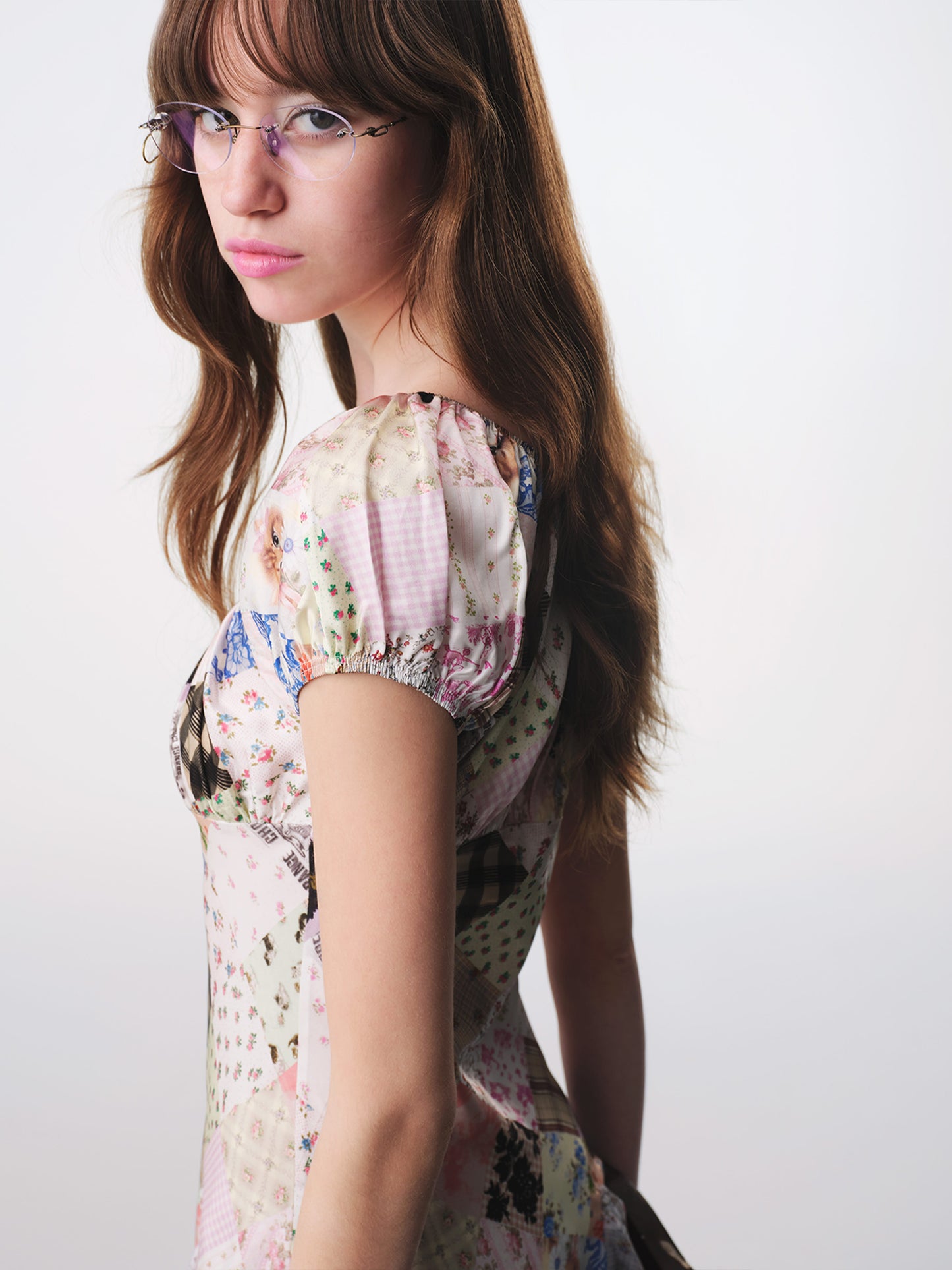Silk Blend Antique Patchwork Print Dress-TRINITE Studio-APOC STORE