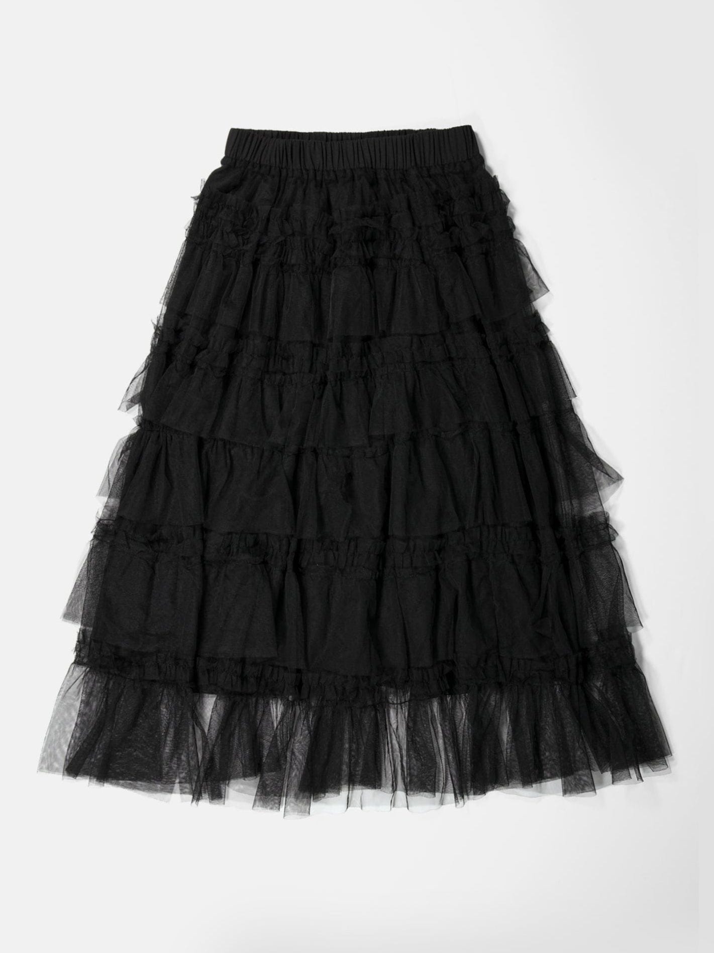 TULLE TIERED LONG SKIRT - BLACK-SAENGIN STUDIOS-APOC STORE