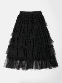 TULLE TIERED LONG SKIRT - BLACK-SAENGIN STUDIOS-APOC STORE