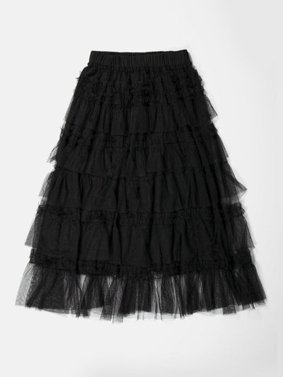 TULLE TIERED LONG SKIRT - BLACK-SAENGIN STUDIOS-APOC STORE