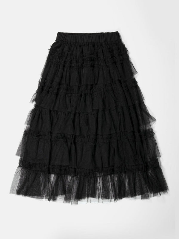 TULLE TIERED LONG SKIRT - BLACK-SAENGIN STUDIOS-APOC STORE