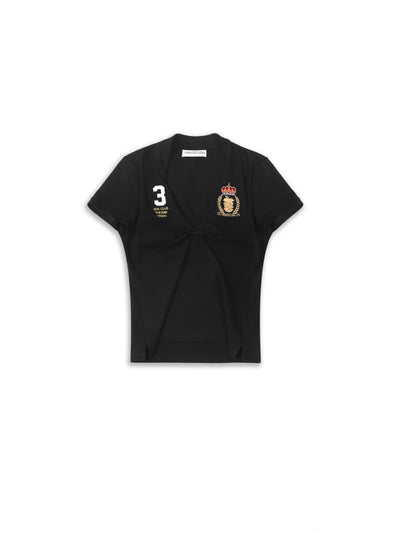 Black Knotted Deconstructed Polo Top-TRINITE Studio-APOC STORE