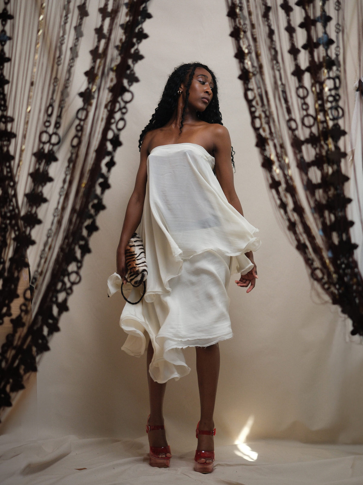 Silk Circle Skirt in Ivory-Pedro Trindade-APOC STORE