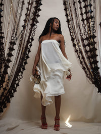 Silk Circle Skirt in Ivory-Pedro Trindade-APOC STORE
