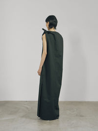 Black Cotton Raw Edge Asymmetric Cutting Dress-arc us arkus-APOC STORE