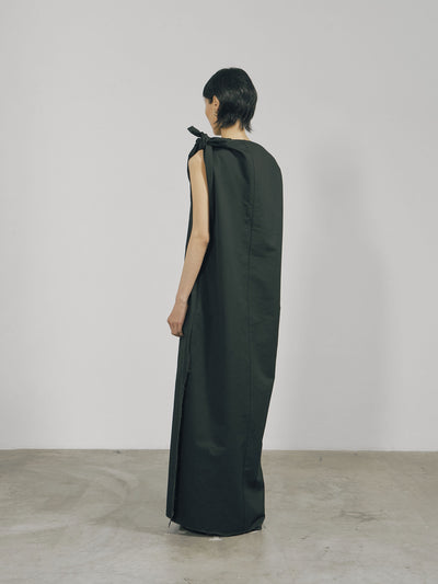 Black Cotton Raw Edge Asymmetric Cutting Dress-arc us arkus-APOC STORE