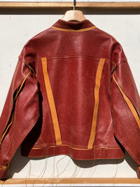 RED/Tan Leather Jacket-Jetpack Hom(m)e-APOC STORE