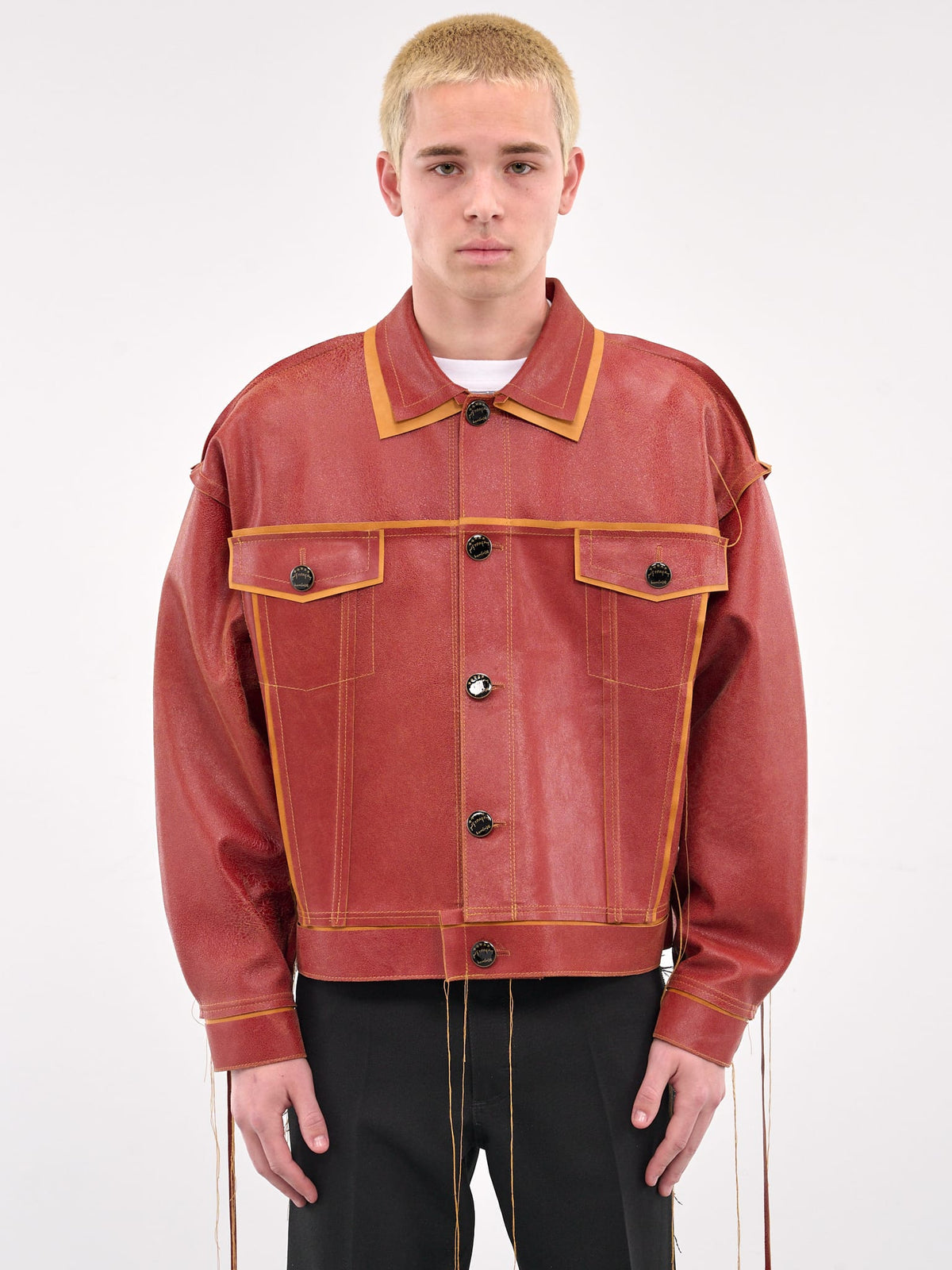 RED/Tan Leather Jacket-Jetpack Hom(m)e-APOC STORE