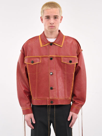 RED/Tan Leather Jacket-Jetpack Hom(m)e-APOC STORE