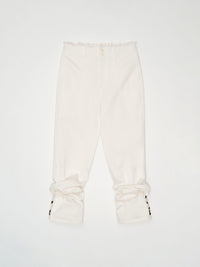 Glitched Hem Straight Cotton Pants 001 _ White-Taekh-APOC STORE