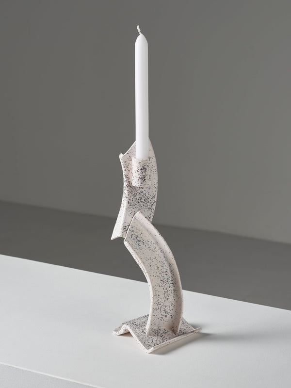Petra ceramic candle stick white-Pierre Castignola-APOC STORE