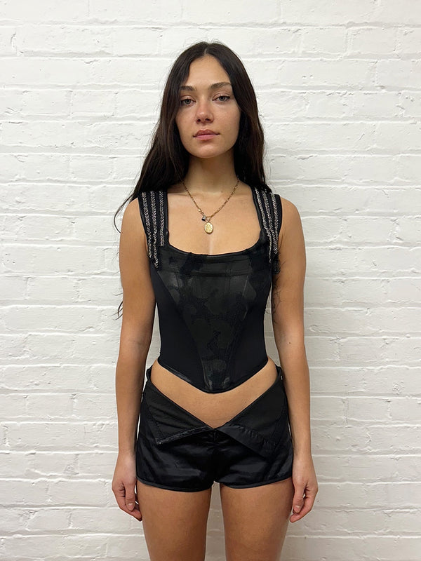 Embellished Leather Corset-Ella Roberts-APOC STORE