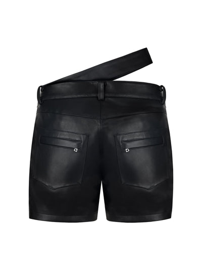 Contour Belt Leather Shorts-MINKIMHO-APOC STORE