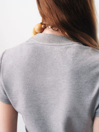 Heather Grey Knotted Deconstructed Polo Top-TRINITE Studio-APOC STORE