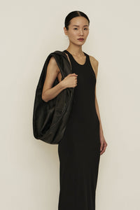 Black Leather Twist Scarf Bag-arc us arkus-APOC STORE