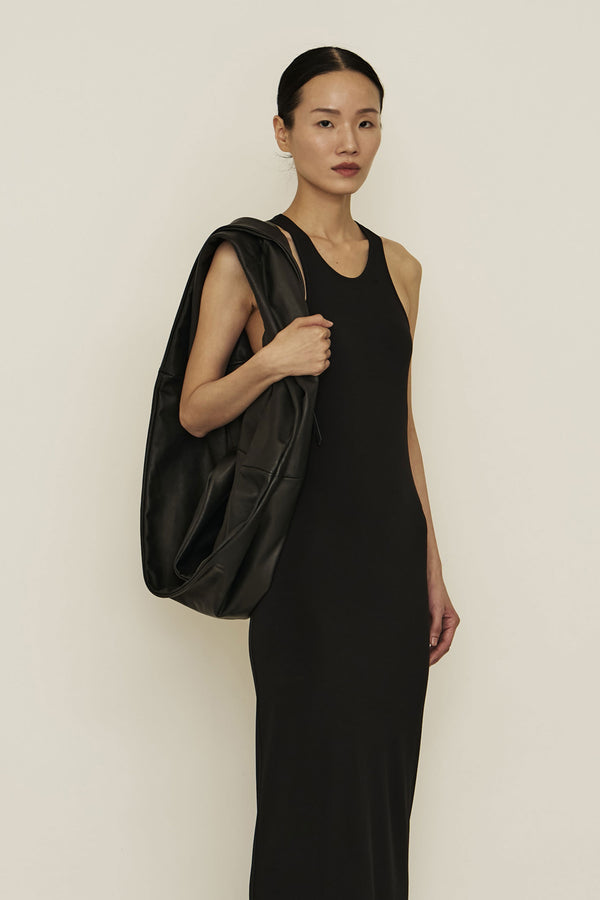 Black Leather Twist Scarf Bag-arc us arkus-APOC STORE