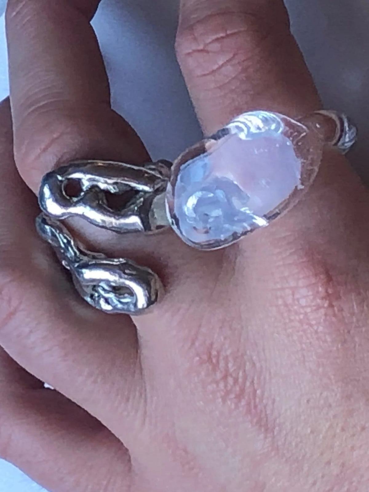 Chunky Signet Glass Ring 0108-Rain and Rivers-APOC STORE