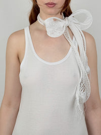 KNITTED BOW CHOKER WHITE-Lou de Bètoly-APOC STORE
