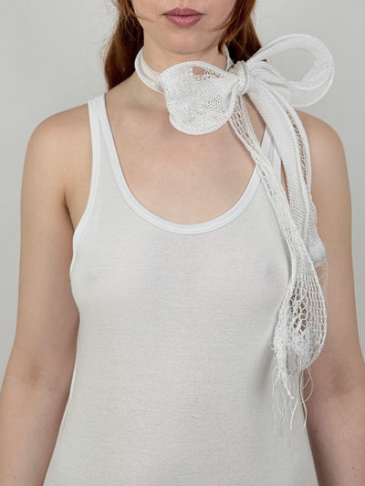 KNITTED BOW CHOKER WHITE-Lou de Bètoly-APOC STORE