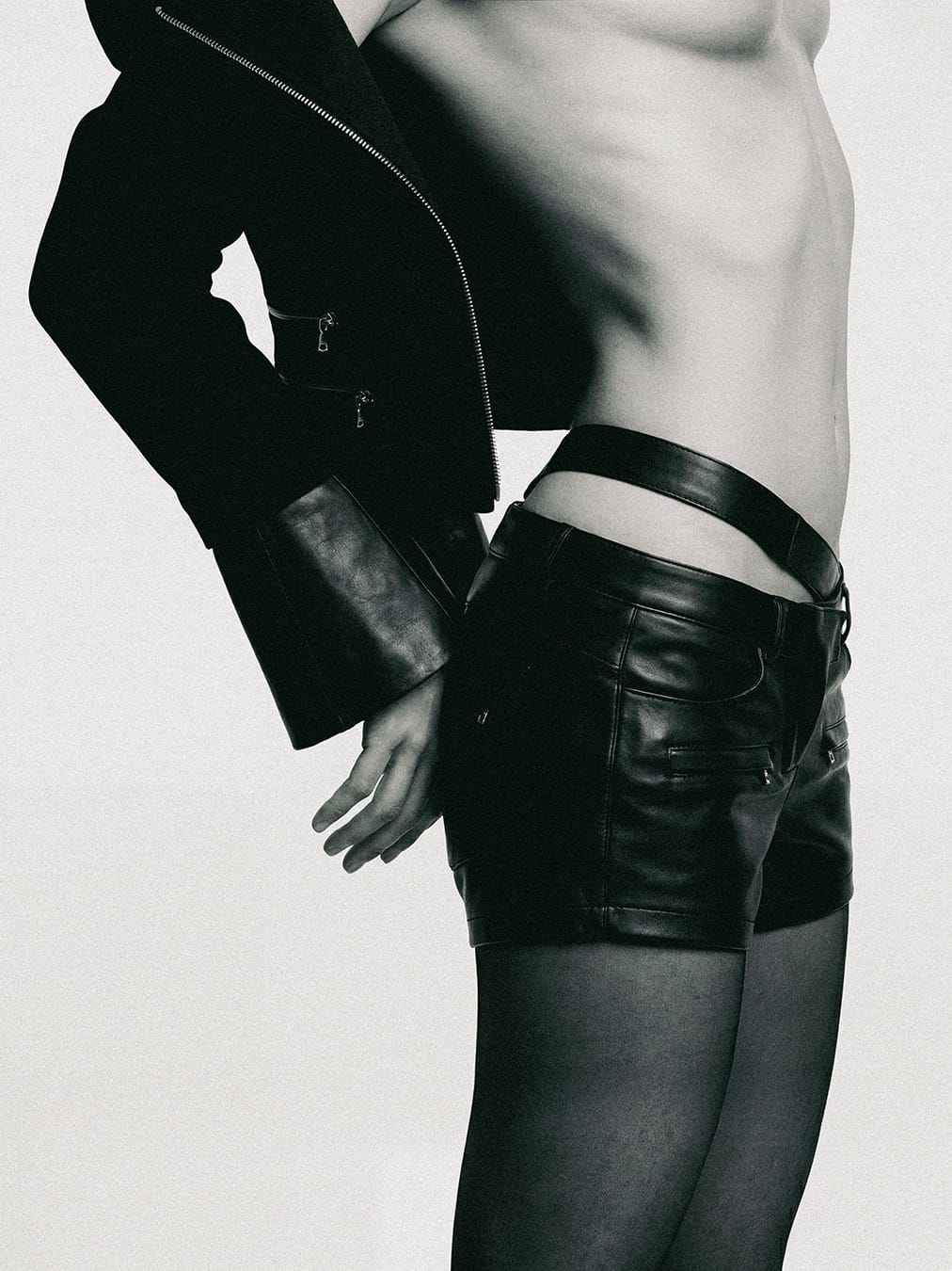 Contour Belt Leather Shorts-MINKIMHO-APOC STORE