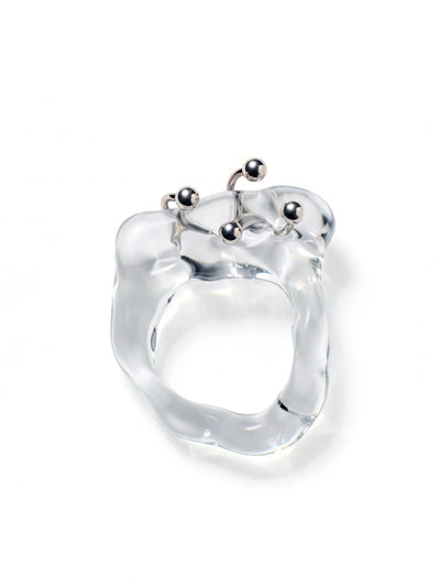 Double Pierced Glass Ring 0021-Rain and Rivers-APOC STORE