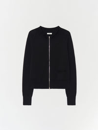 Double zip Cotton Cardigan 001 _ Black-Taekh-APOC STORE