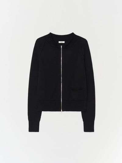 Double zip Cotton Cardigan 001 _ Black-Taekh-APOC STORE
