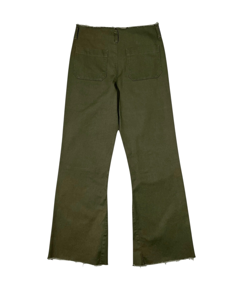 EXTENDED ZIP FLARE PANTS KHAKI-EGNARTS-APOC STORE