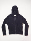 Knit Zip-Up Hoodie with Silver Button
