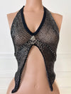 Black/Silver Knit Halter Top - XS-Sania Parvez-APOC STORE