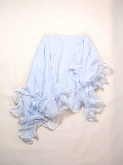 Silk Circle Skirt in Baby Blue-Pedro Trindade-APOC STORE