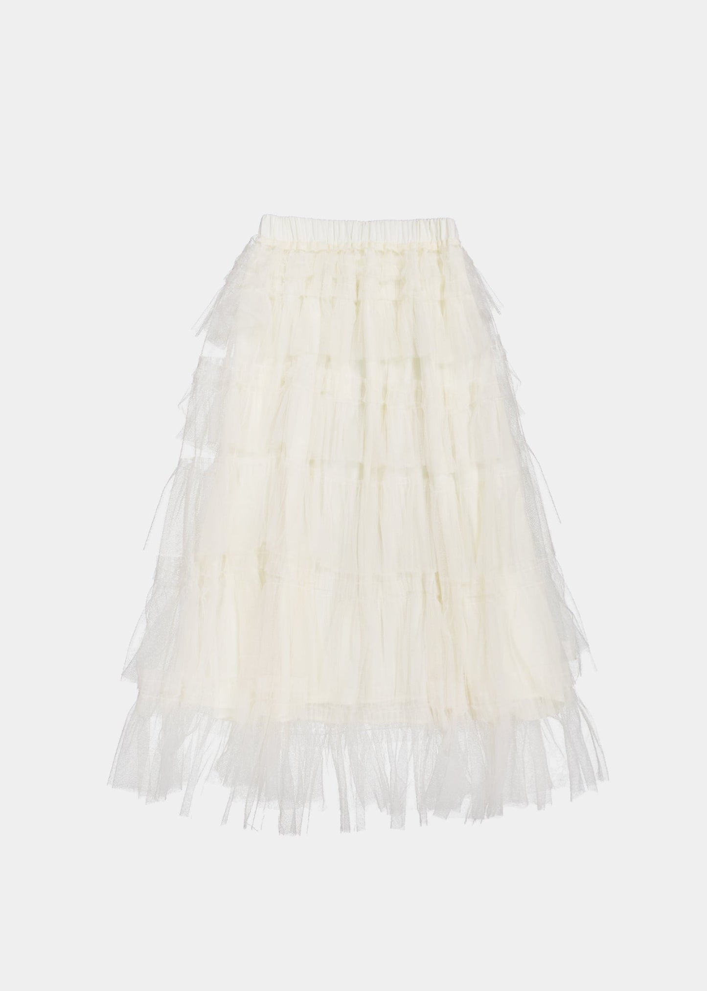 TULLE TIERED LONG SKIRT - WHITE-SAENGIN STUDIOS-APOC STORE