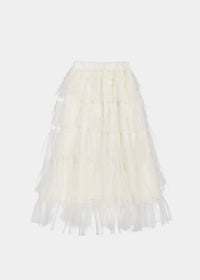 TULLE TIERED LONG SKIRT - WHITE-SAENGIN STUDIOS-APOC STORE
