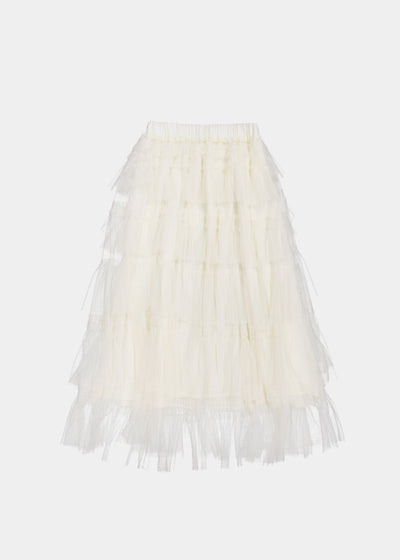 TULLE TIERED LONG SKIRT - WHITE-SAENGIN STUDIOS-APOC STORE