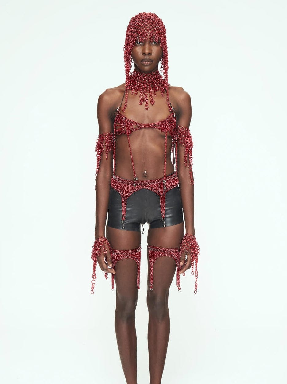 RED CHAINS Waist Garter Belt-JALACONDA-APOC STORE