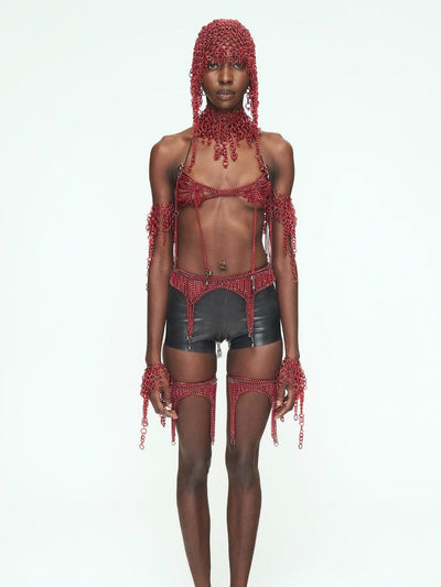 RED CHAINS Waist Garter Belt-JALACONDA-APOC STORE