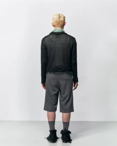 Draped Pocket Wool Shorts 001 _ Gray-Taekh-APOC STORE