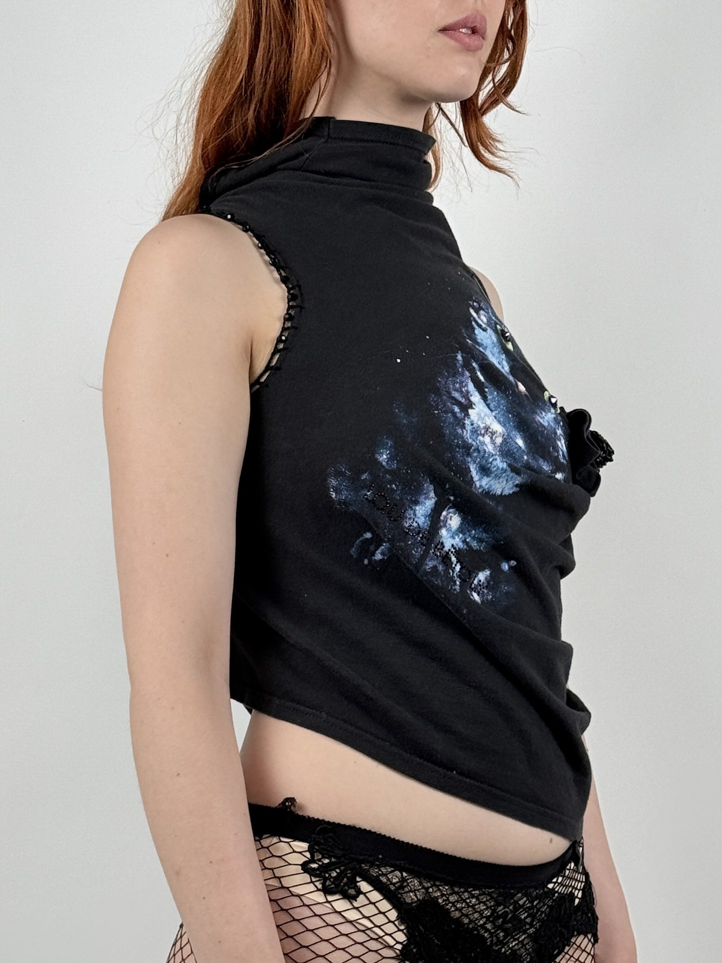CAT DRAPED T-SHIRT-Lou de Bètoly-APOC STORE