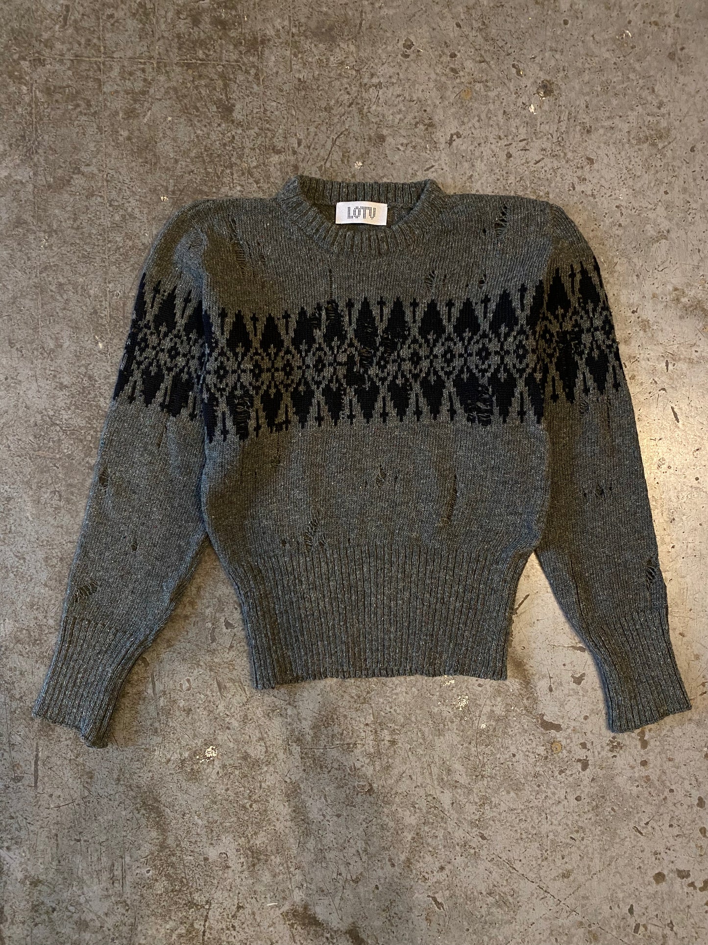Distressed Fairisle jumper-Lilies of the Valley-APOC STORE